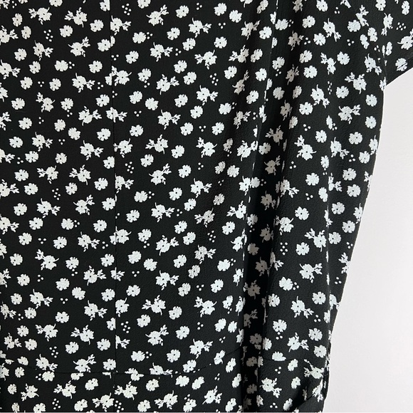 Black and White Small Floral Print Wide Leg Jumpsuit - Picture 8 of 11